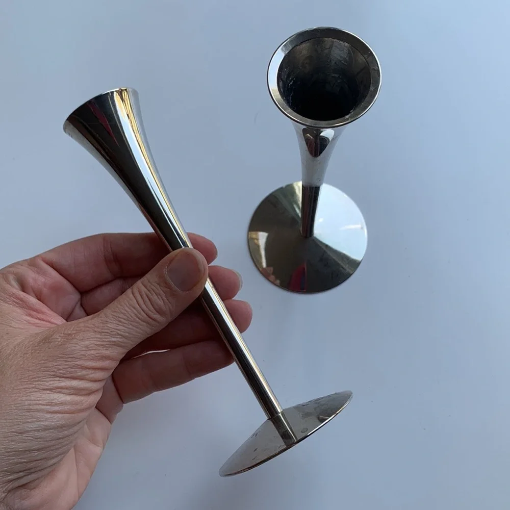 Solingen Germany mid century modern chrome candle holders